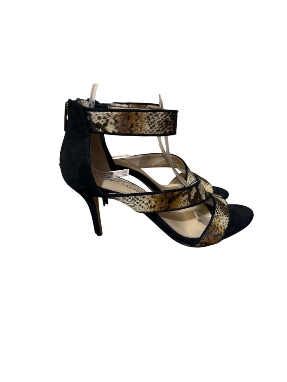 Antonio Melani Strappy Heels Animal Print Black Suede 8M Used